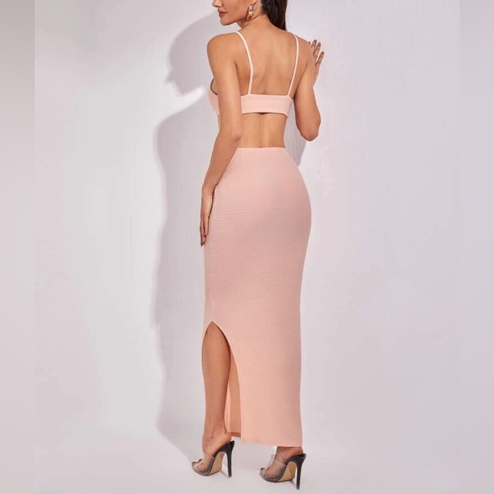 Cutout Solid Split Hem Maxi Dress - image 6